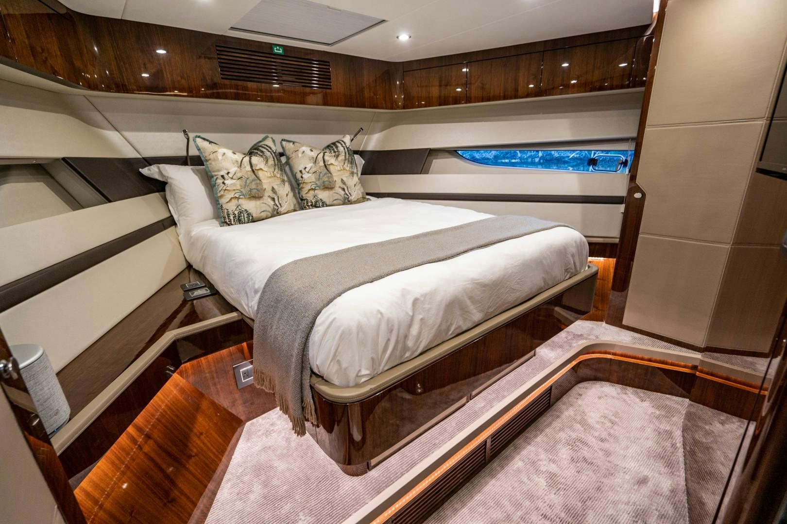 a bed in a room aboard BLIND DATE Yacht for Sale