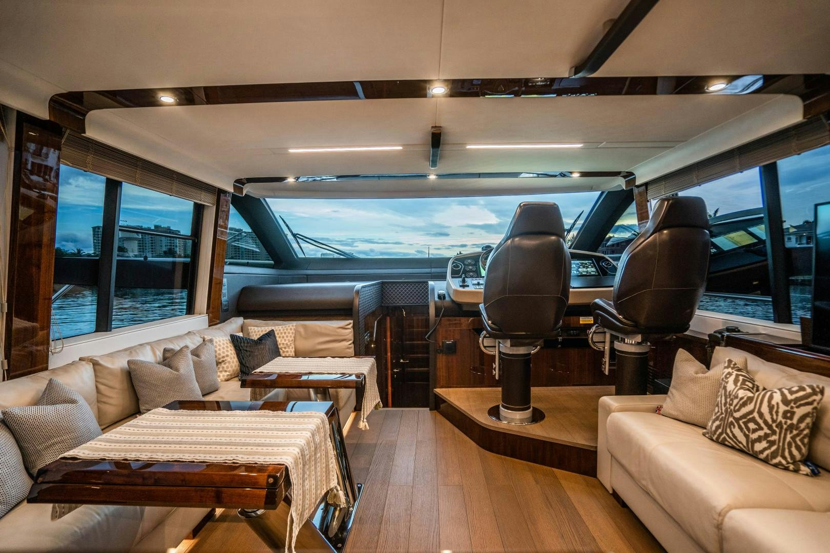 inside of a car aboard BLIND DATE Yacht for Sale