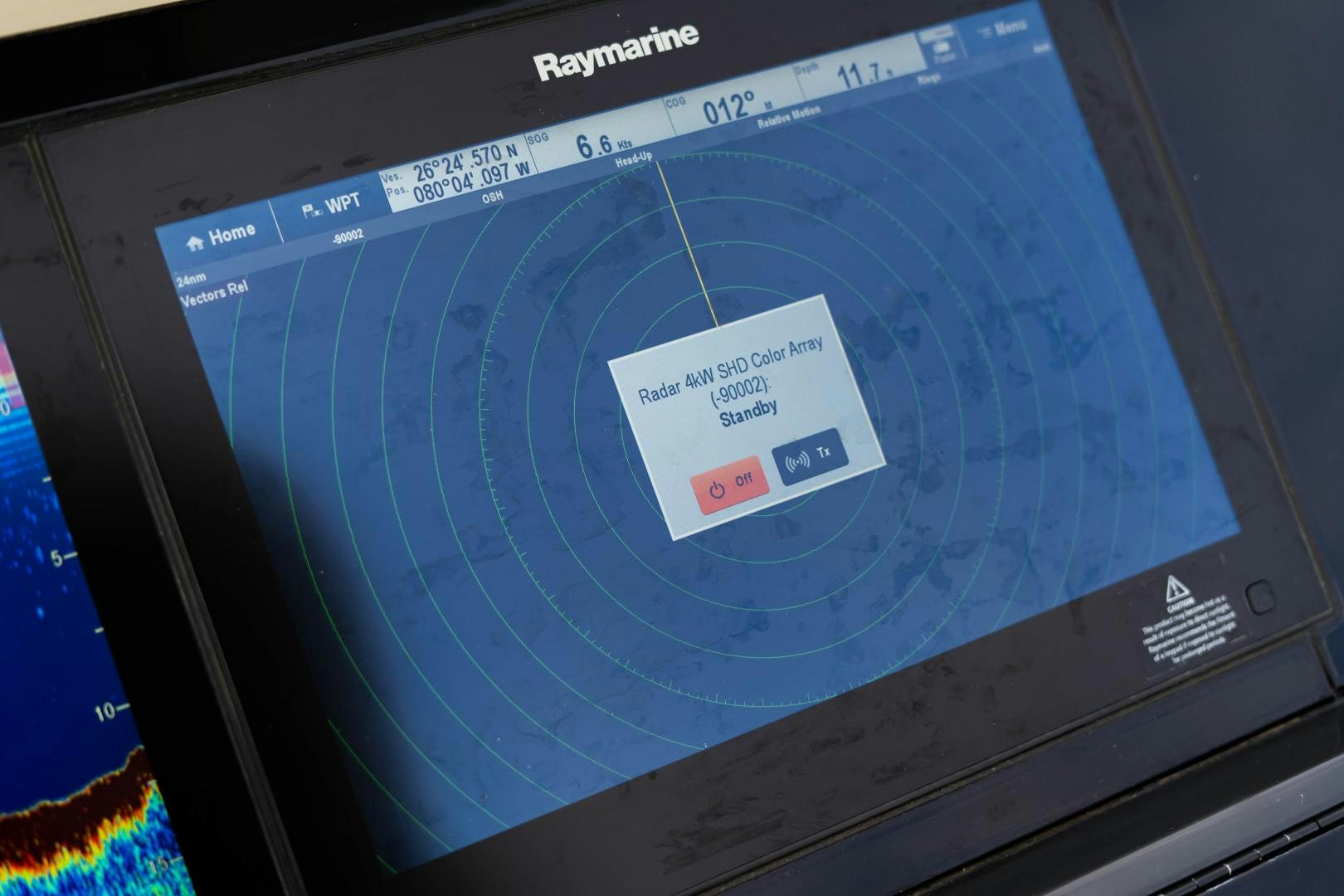 a screen with a blue screen aboard BLIND DATE Yacht for Sale