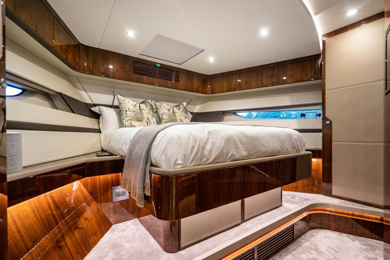a bed in a room aboard BLIND DATE Yacht for Sale