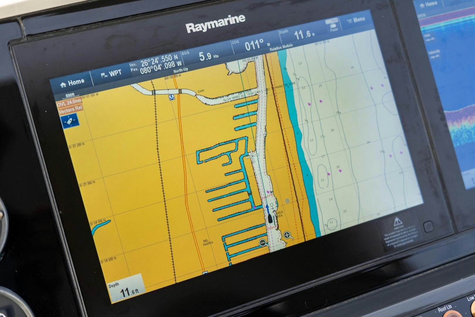 a screen with a map on it aboard BLIND DATE Yacht for Sale