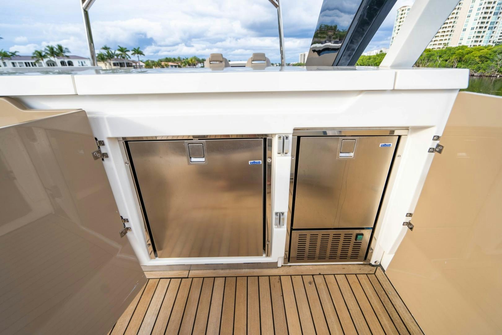 a room with a sliding door aboard BLIND DATE Yacht for Sale
