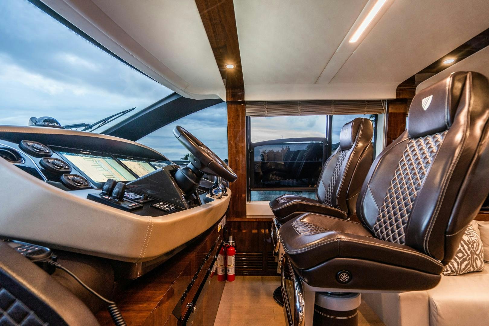 inside of a car aboard BLIND DATE Yacht for Sale