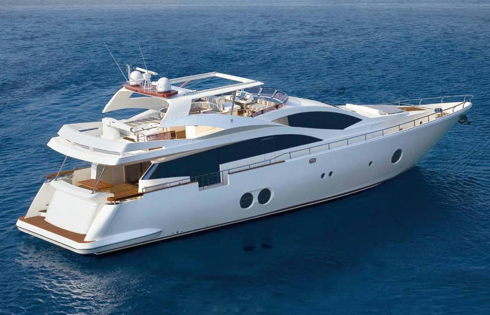 a white yacht in the water aboard BLUWATER Yacht for Sale