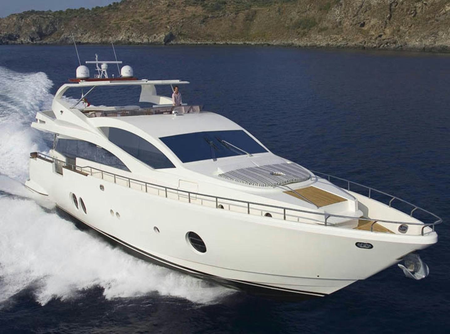 a white yacht on the water aboard BLUWATER Yacht for Sale