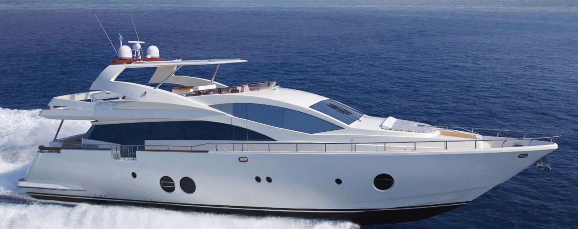 a white yacht on the water aboard BLUWATER Yacht for Sale