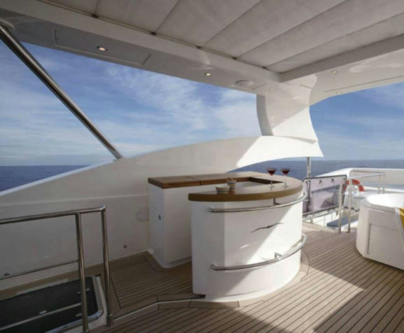 a boat on a deck aboard BLUWATER Yacht for Sale