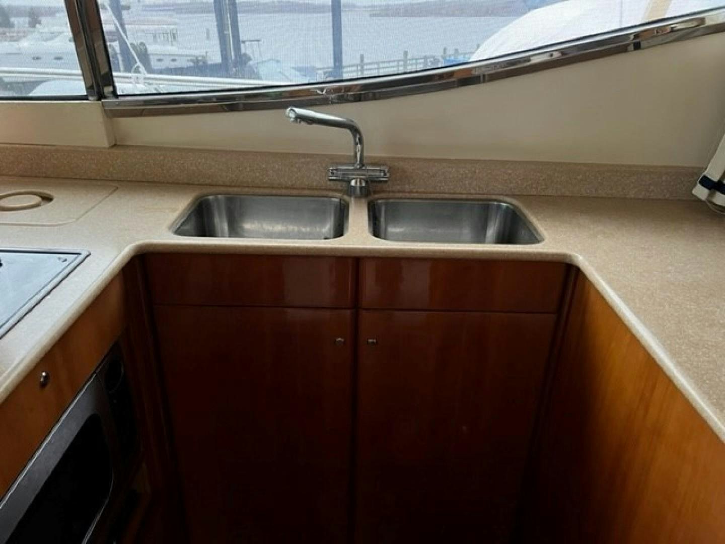 a kitchen sink with a faucet aboard JOIE DU ROI Yacht for Sale