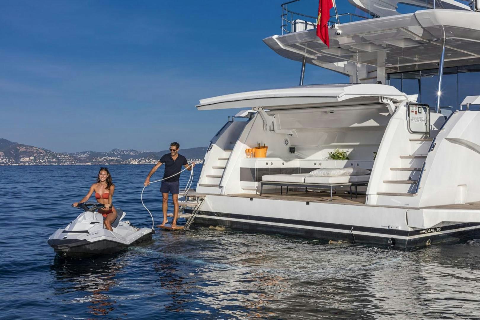 a couple of people on a boat aboard NONE Yacht for Sale
