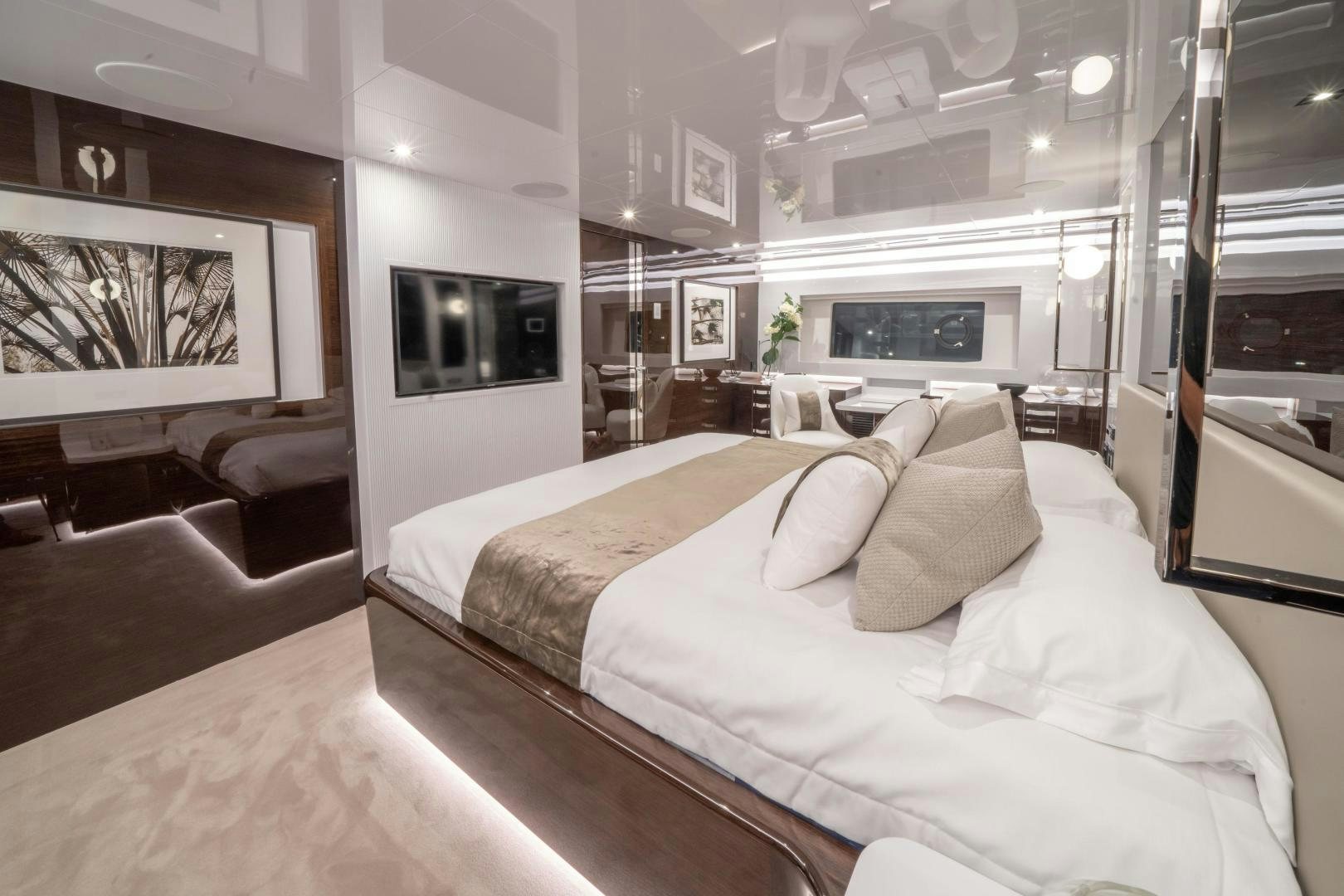 a large bedroom with a bed aboard NONE Yacht for Sale