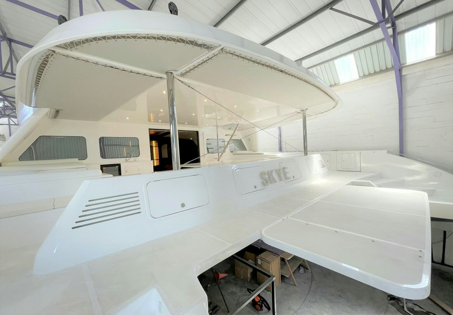 a large white space ship aboard SKYE Yacht for Sale