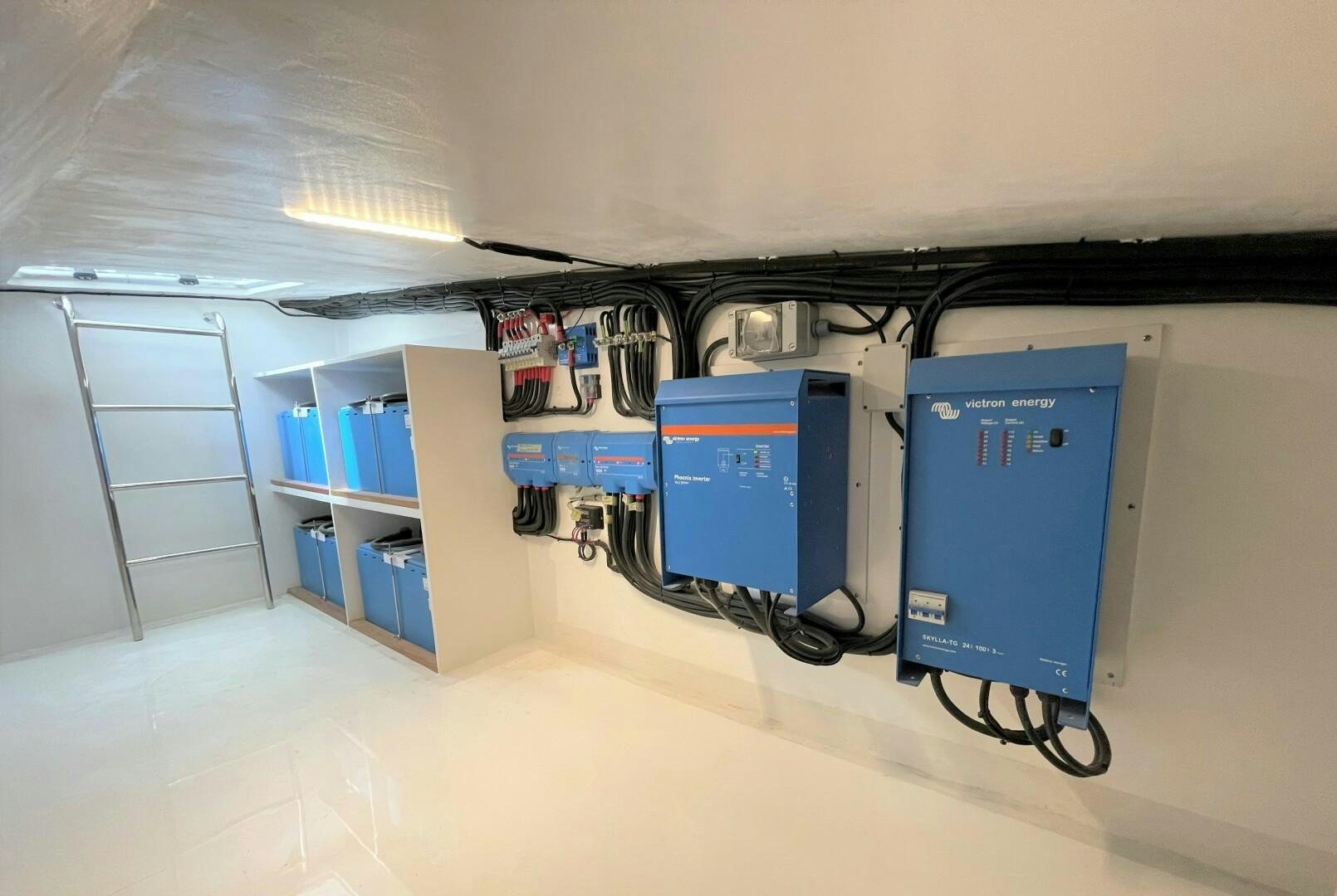 a room with shelves and equipment aboard SKYE Yacht for Sale