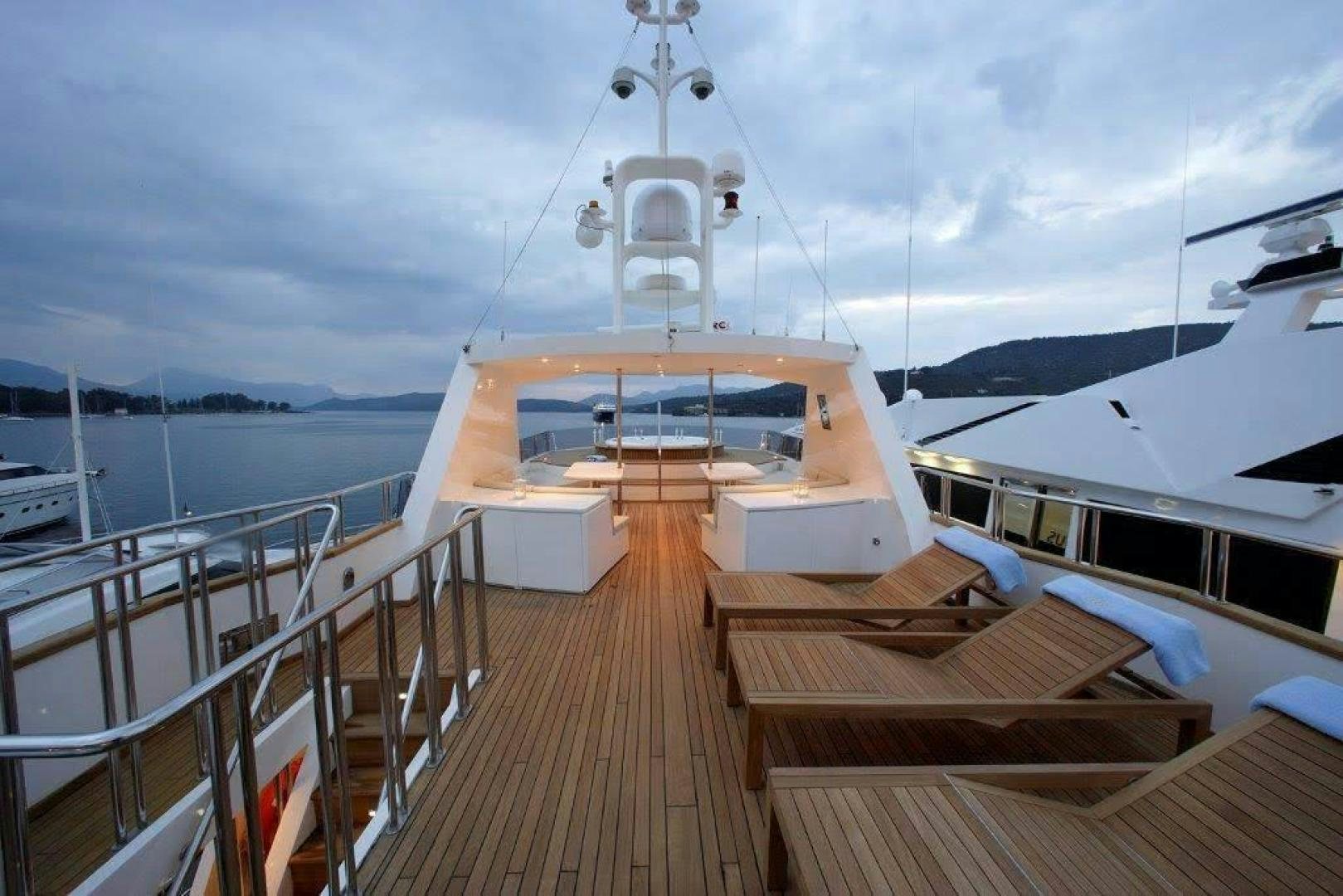 a deck on a boat aboard CORVUS Yacht for Sale