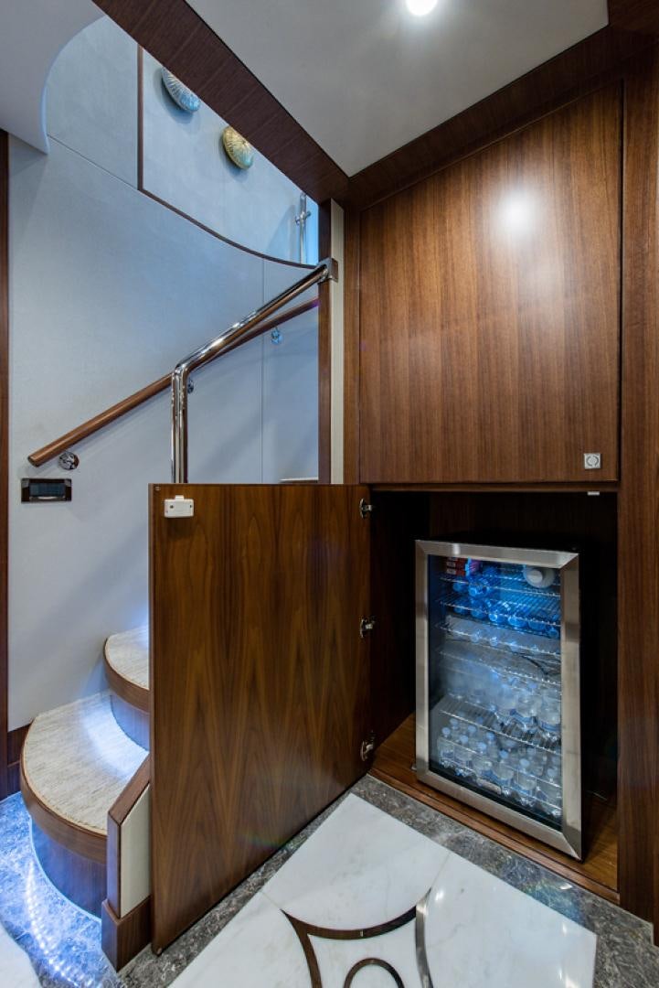a bathroom with a large glass shower unit aboard GALATI G120 SIGNATURE SERIES Yacht for Sale