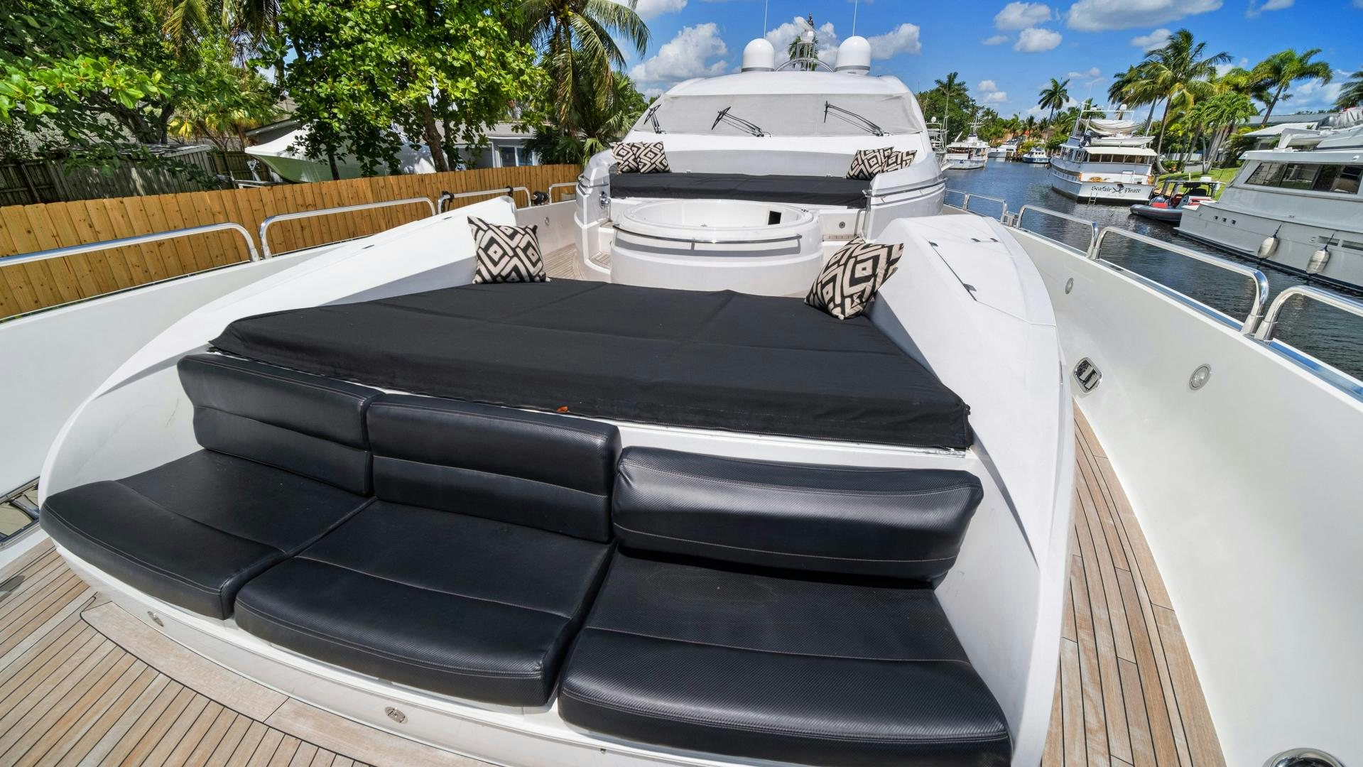 a black and white boat aboard DIABLO BLANCO Yacht for Sale