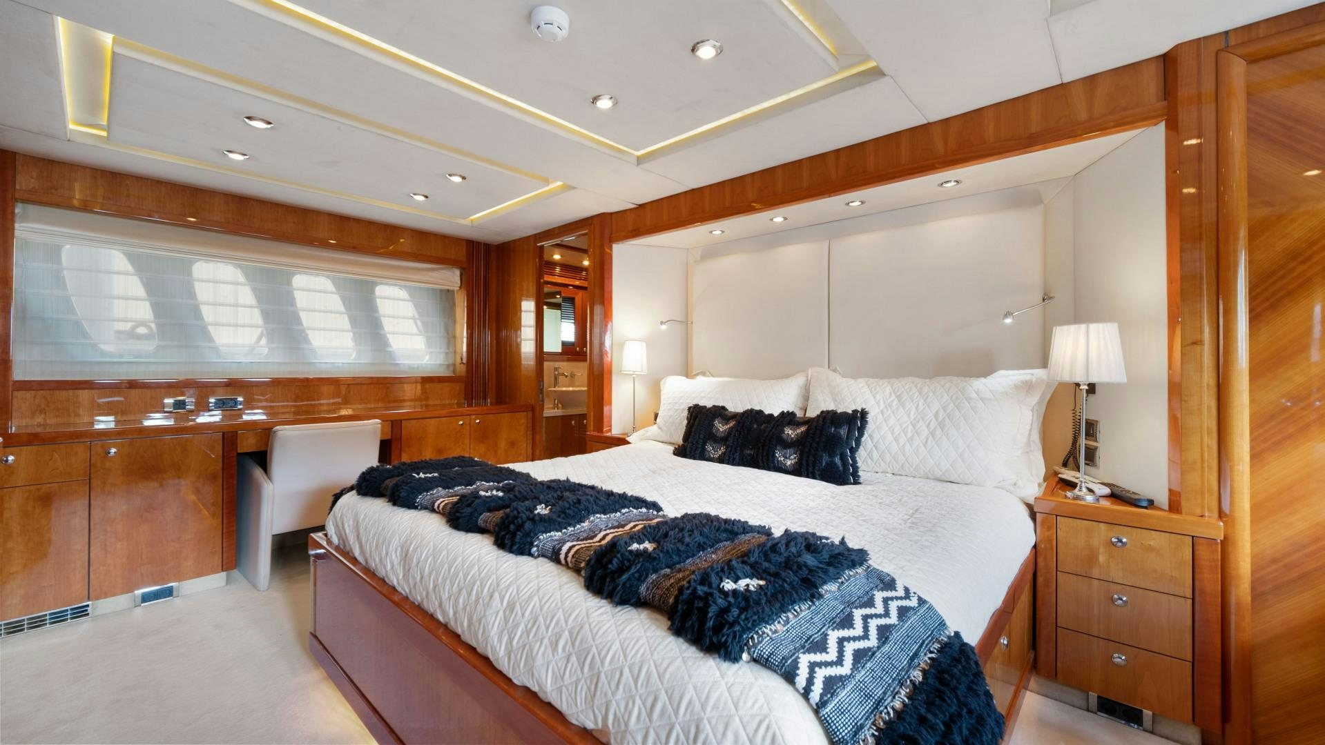 a large bed in a room aboard DIABLO BLANCO Yacht for Sale