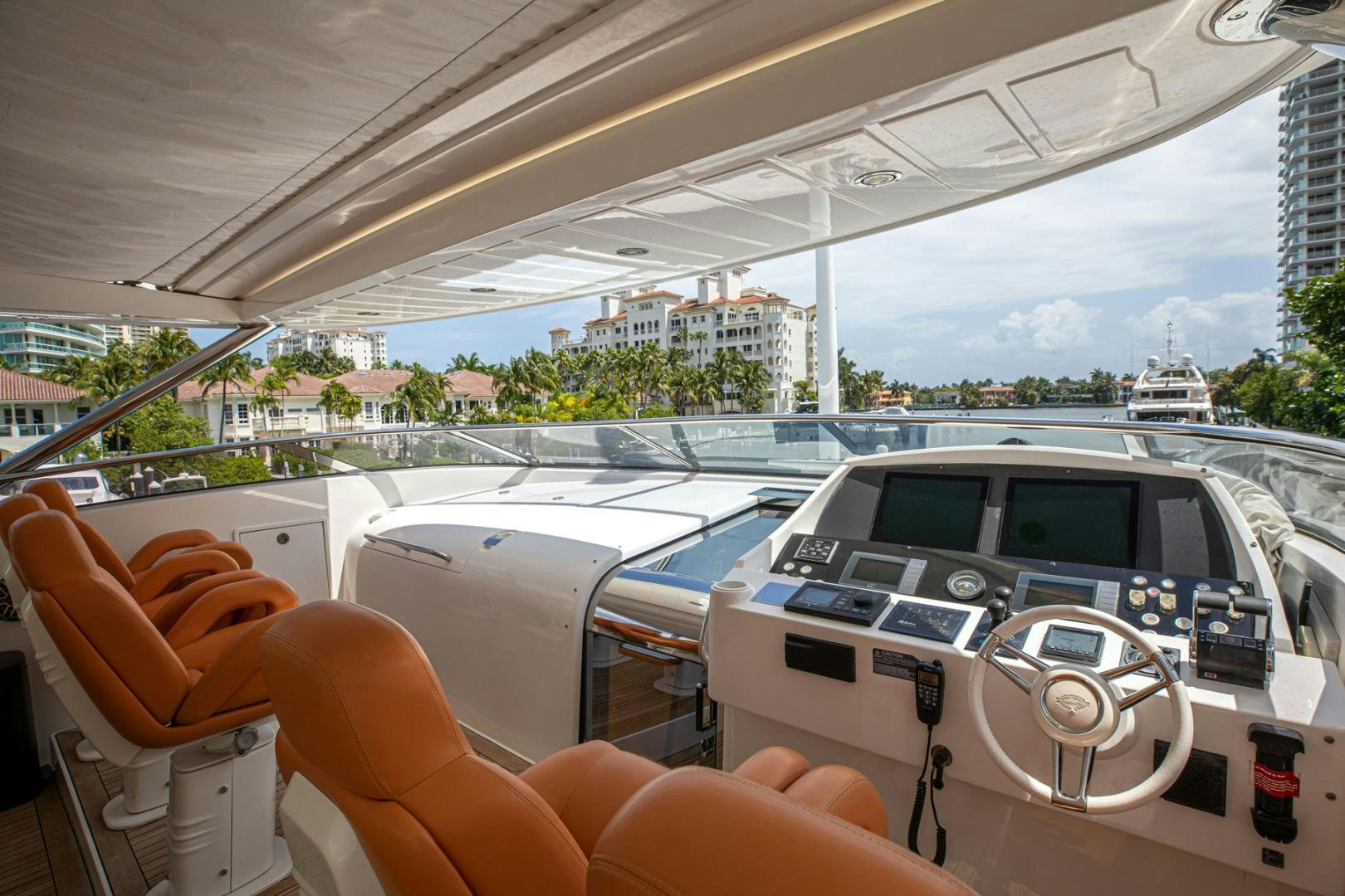 inside of a car aboard LE SORELLE III Yacht for Sale
