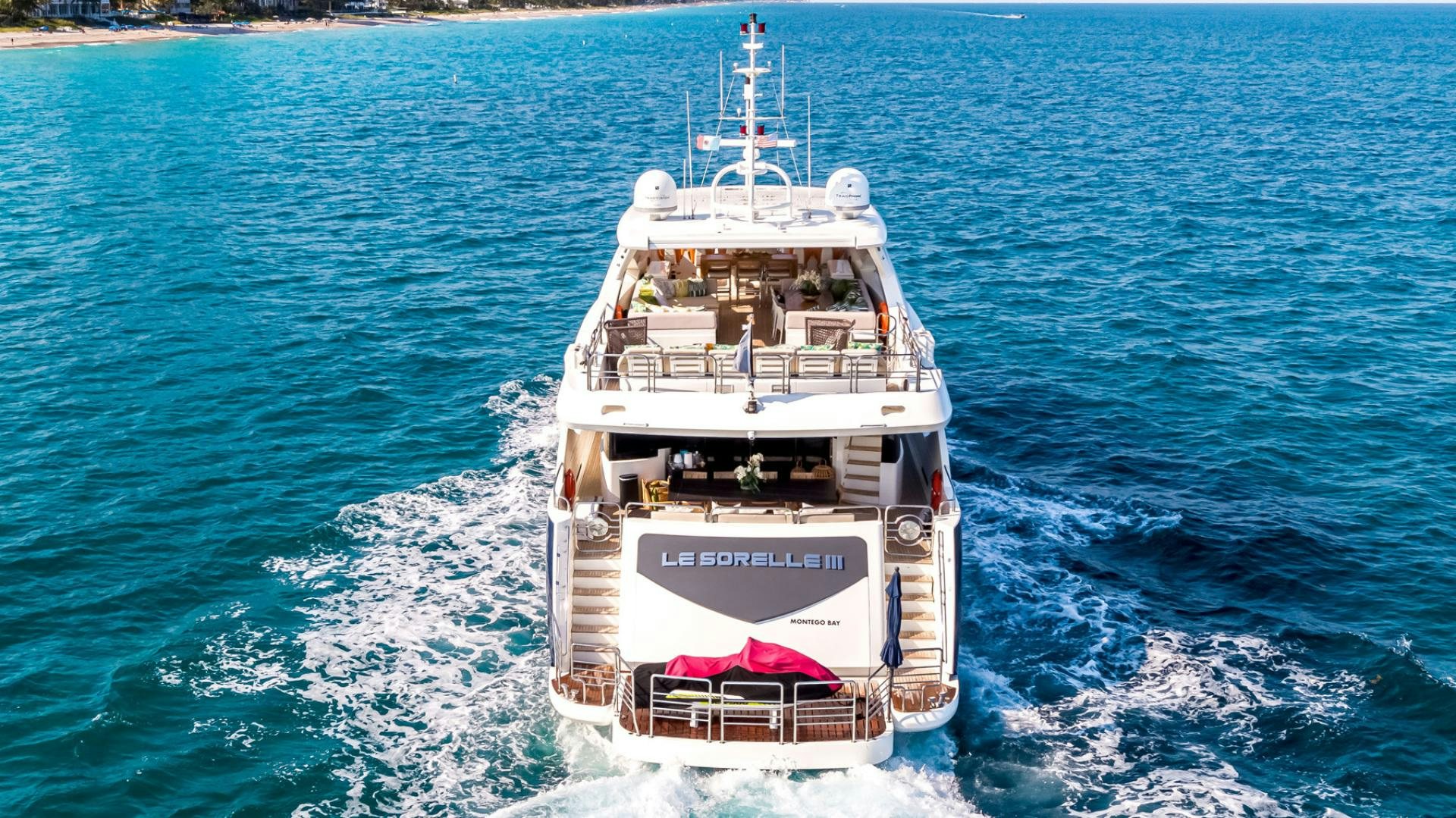 a boat on the water aboard LE SORELLE III Yacht for Sale