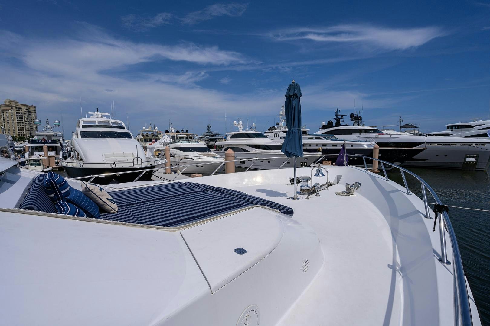 a boat docked at a pier aboard MEMORYMAKER Yacht for Sale