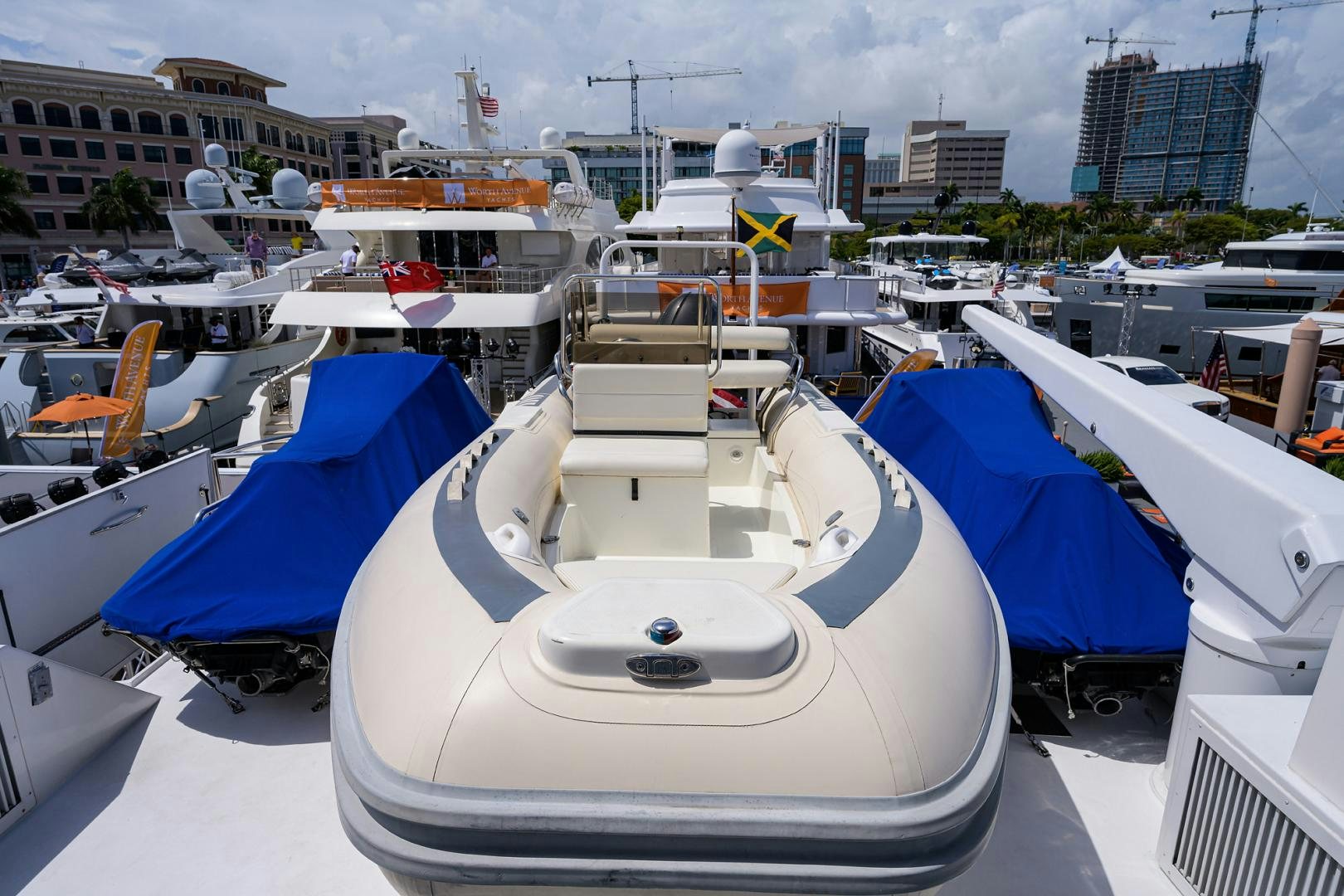 a group of boats are parked in a harbor aboard MEMORYMAKER Yacht for Sale