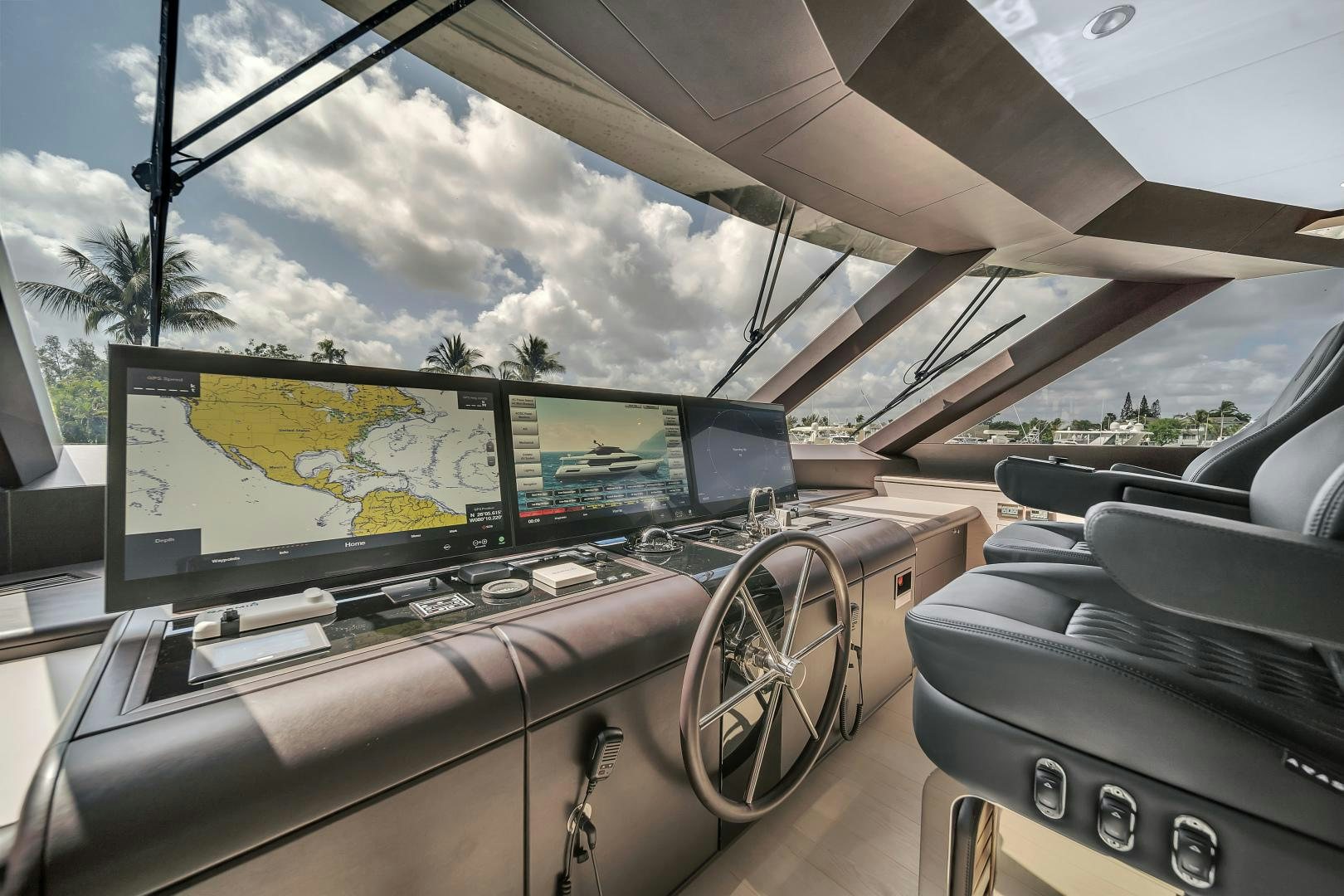 inside of a car aboard CARBON COPY Yacht for Sale
