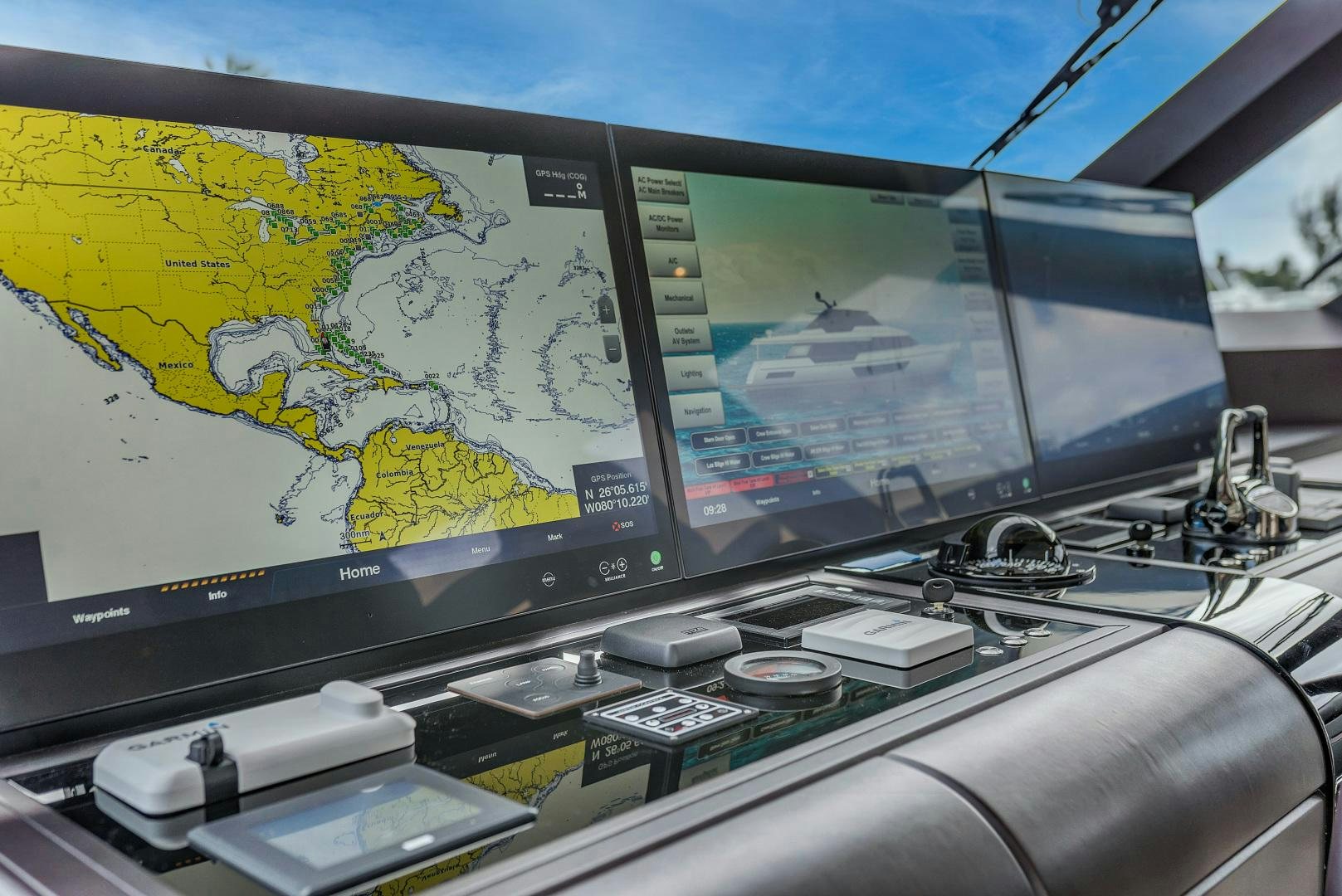 a computer monitor with a map on it aboard CARBON COPY Yacht for Sale