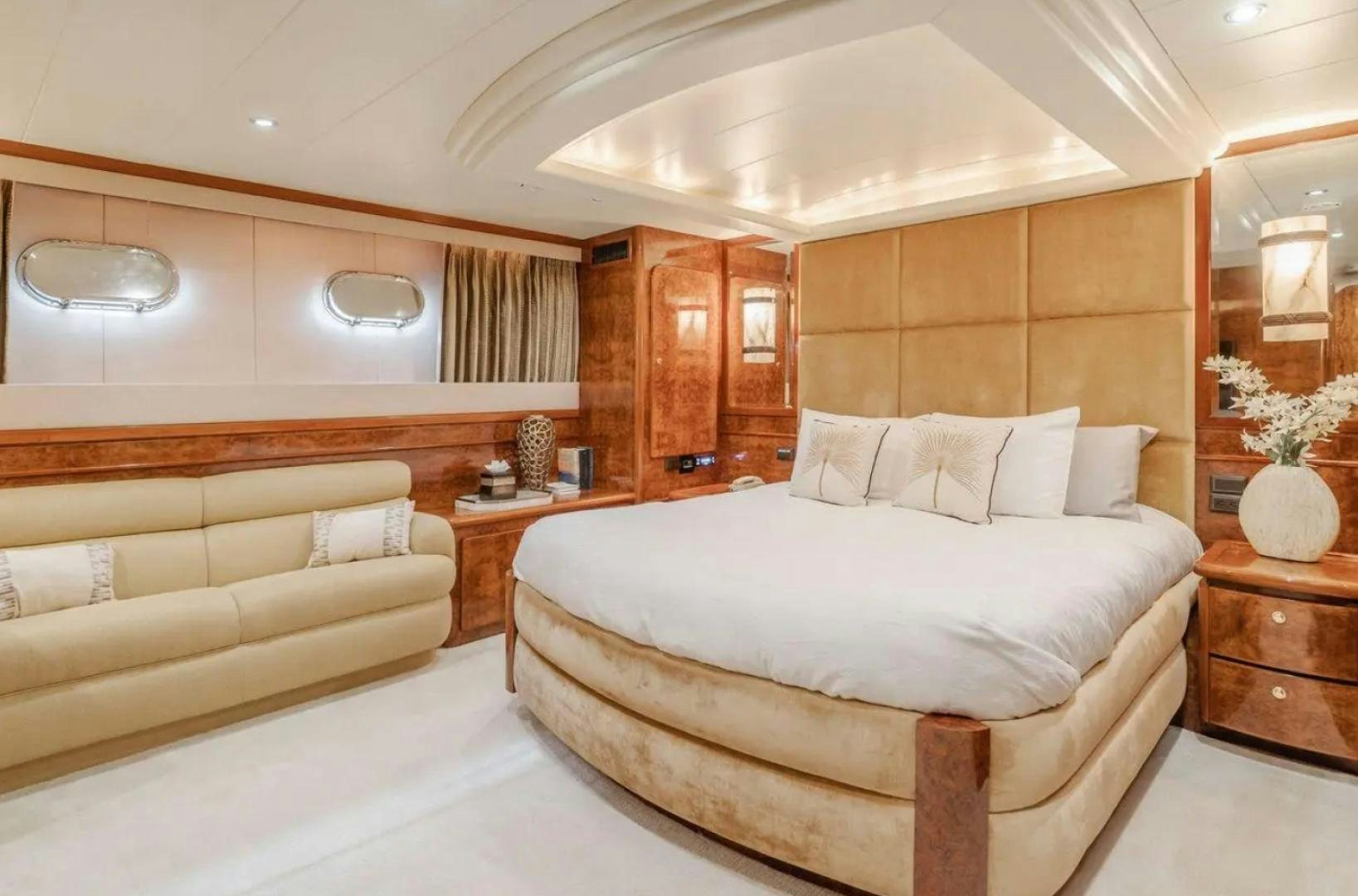 a large bedroom with a bed aboard MARBELLA Yacht for Sale