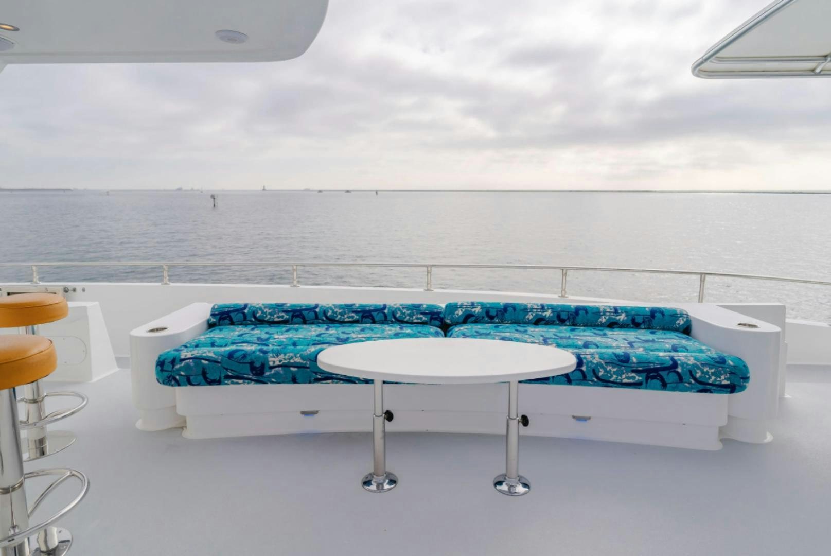 a table with a tablecloth on it aboard MARBELLA Yacht for Sale