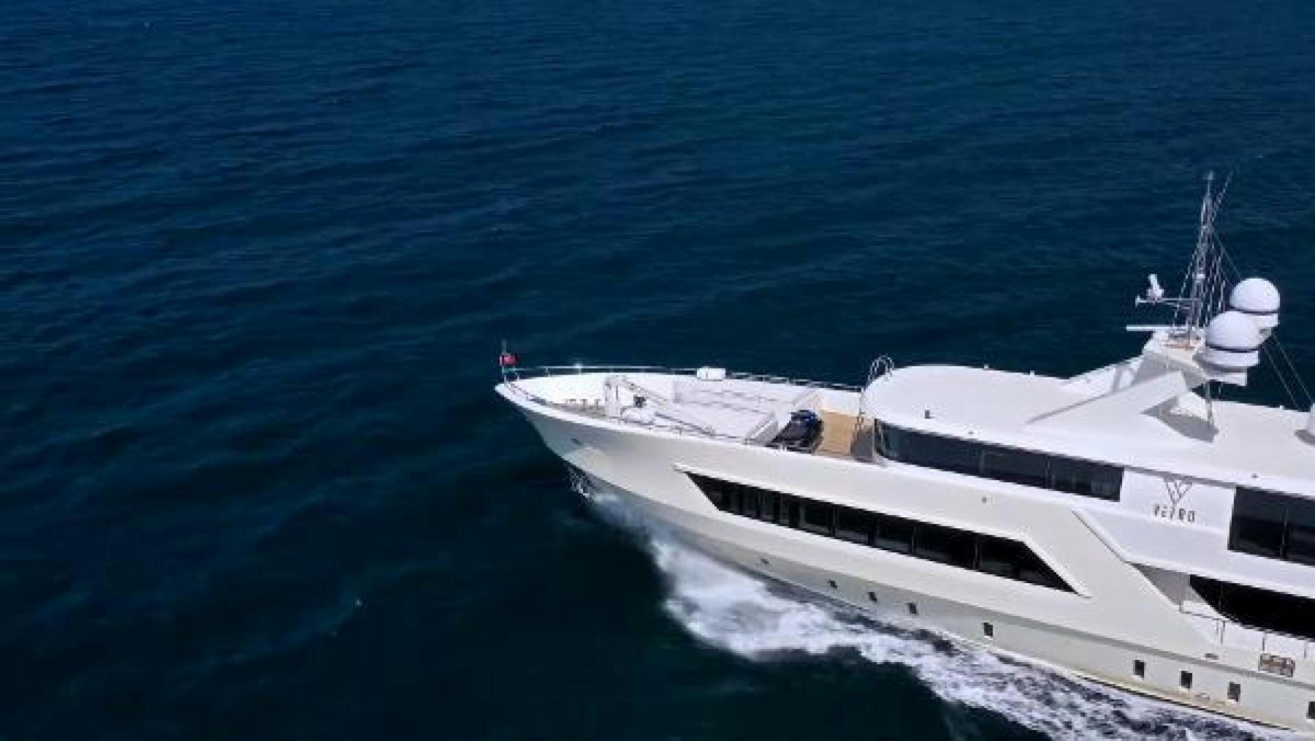 a white boat in the water aboard VETRO Yacht for Sale