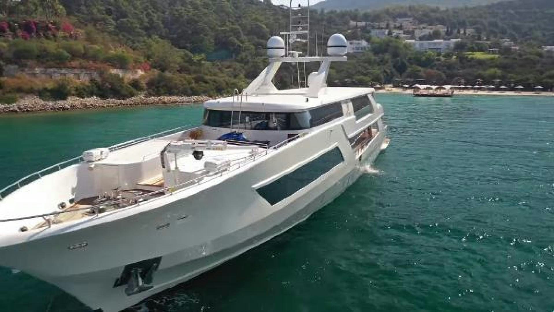a white boat in the water aboard VETRO Yacht for Sale