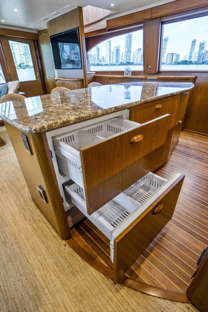 a kitchen with a countertop aboard LAST CALL Yacht for Sale