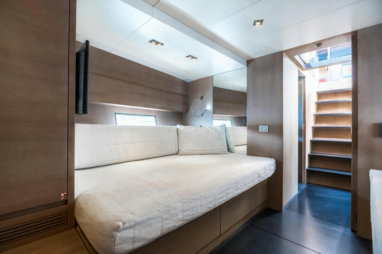 a bed in a room aboard ASH Yacht for Sale