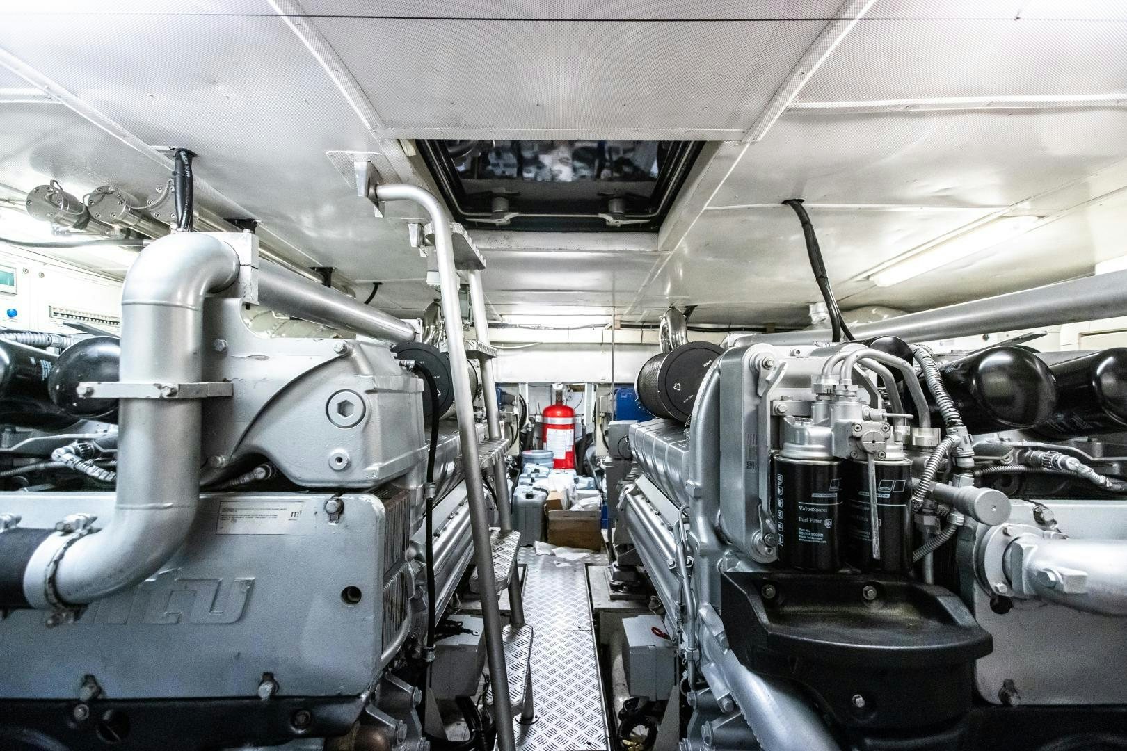 a large metal machine aboard ASH Yacht for Sale