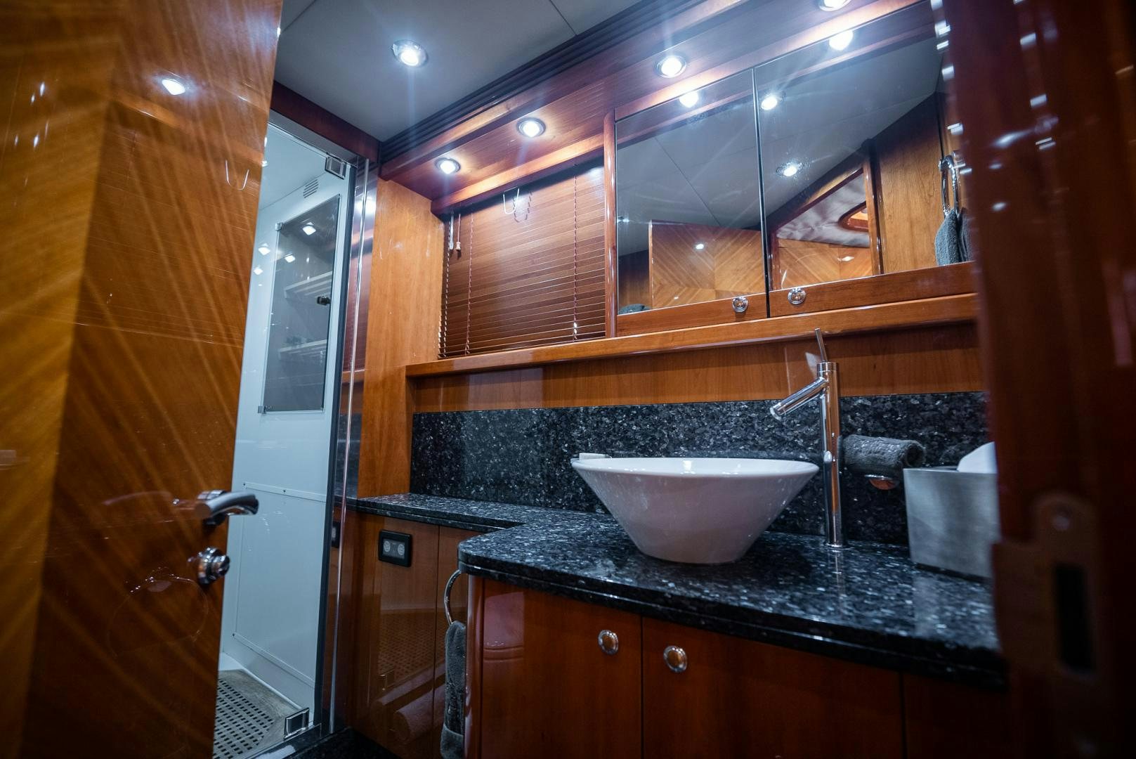 a sink and a counter in a bathroom aboard DELFINO Yacht for Sale