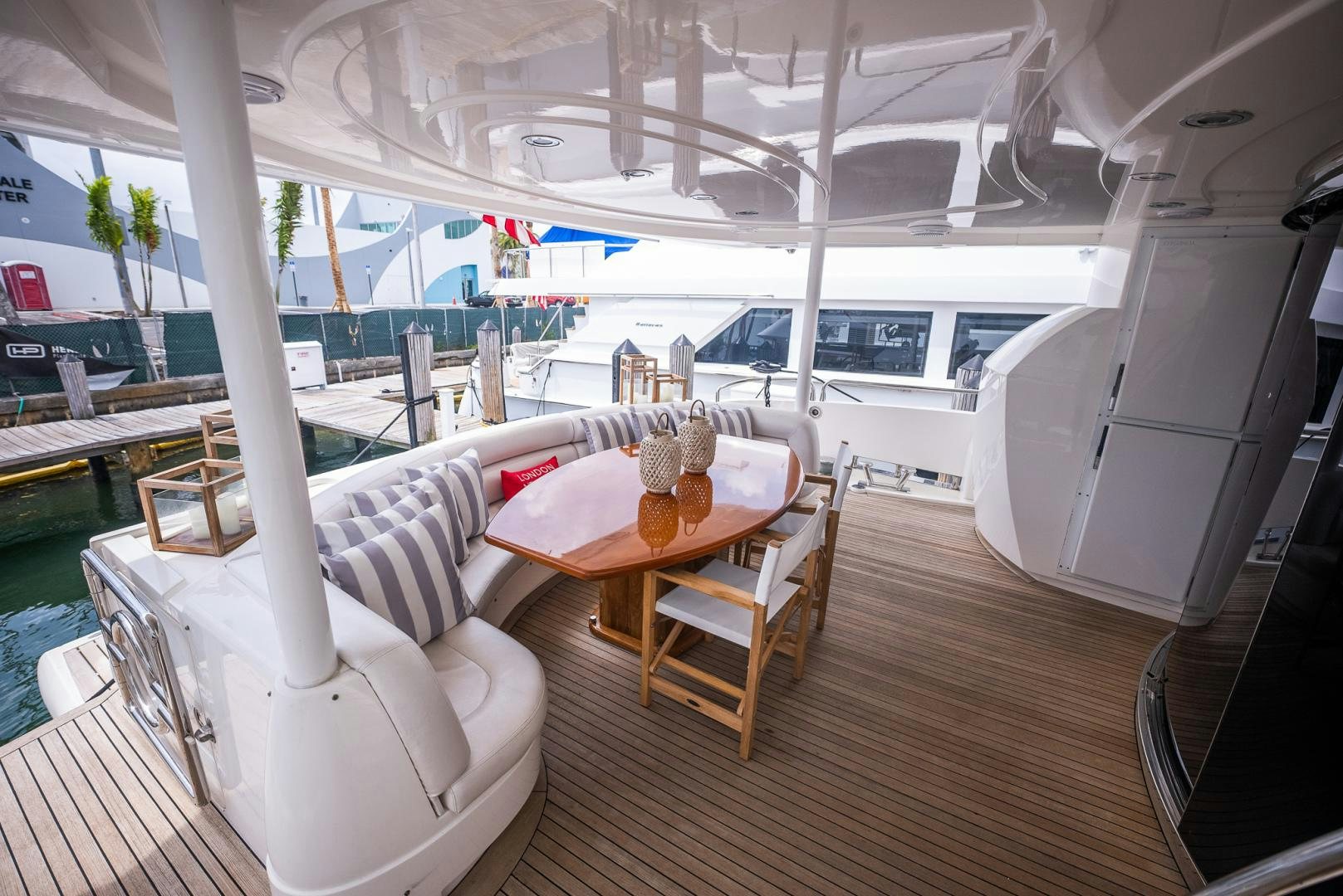 a room with a table and chairs aboard DELFINO Yacht for Sale