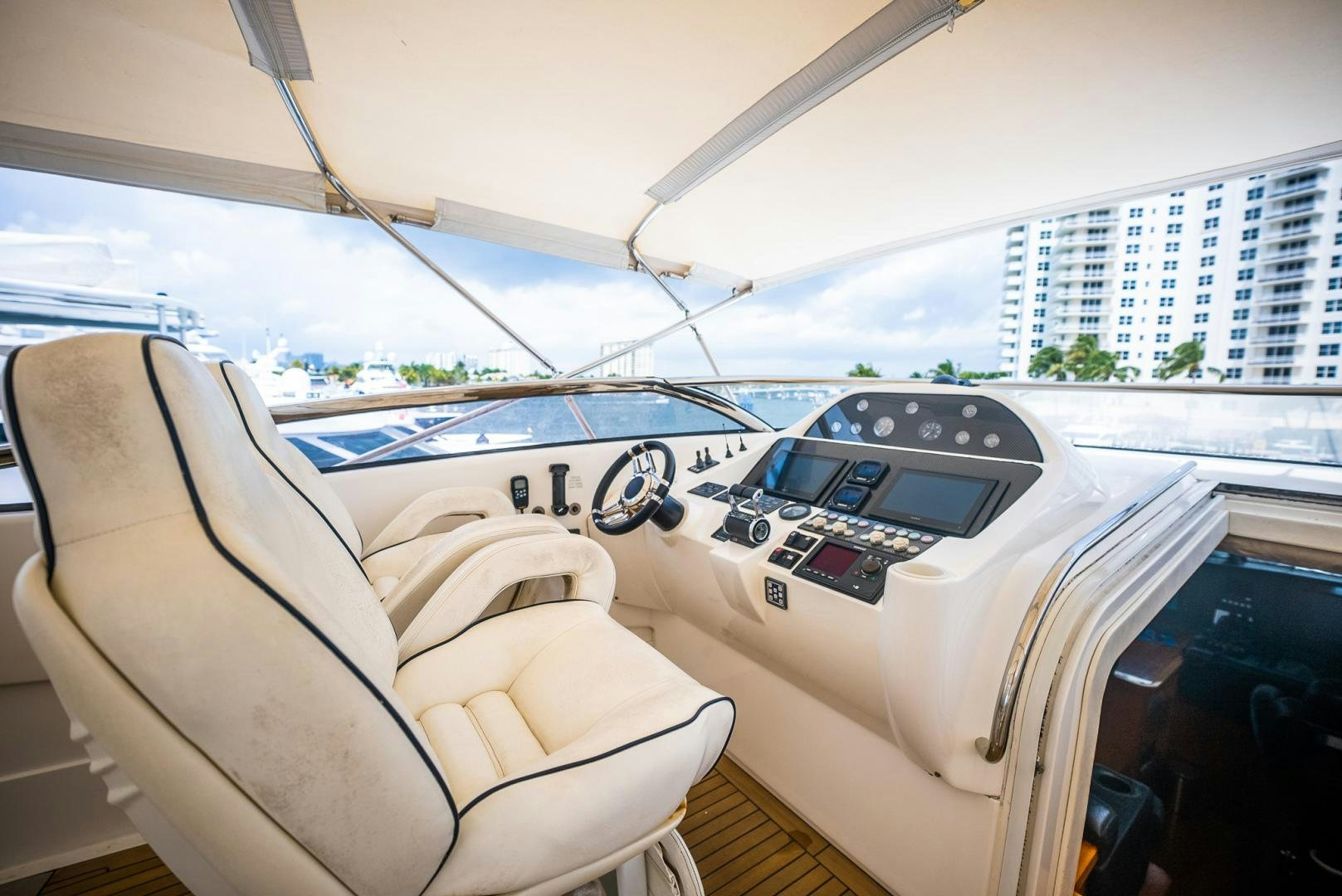 the inside of a car aboard DELFINO Yacht for Sale