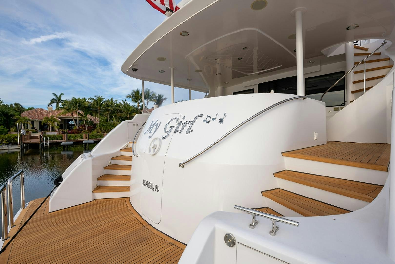 a boat on a deck aboard MY GIRL Yacht for Sale