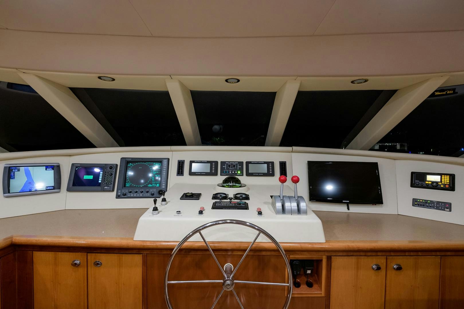 a white control panel with many buttons aboard MY GIRL Yacht for Sale