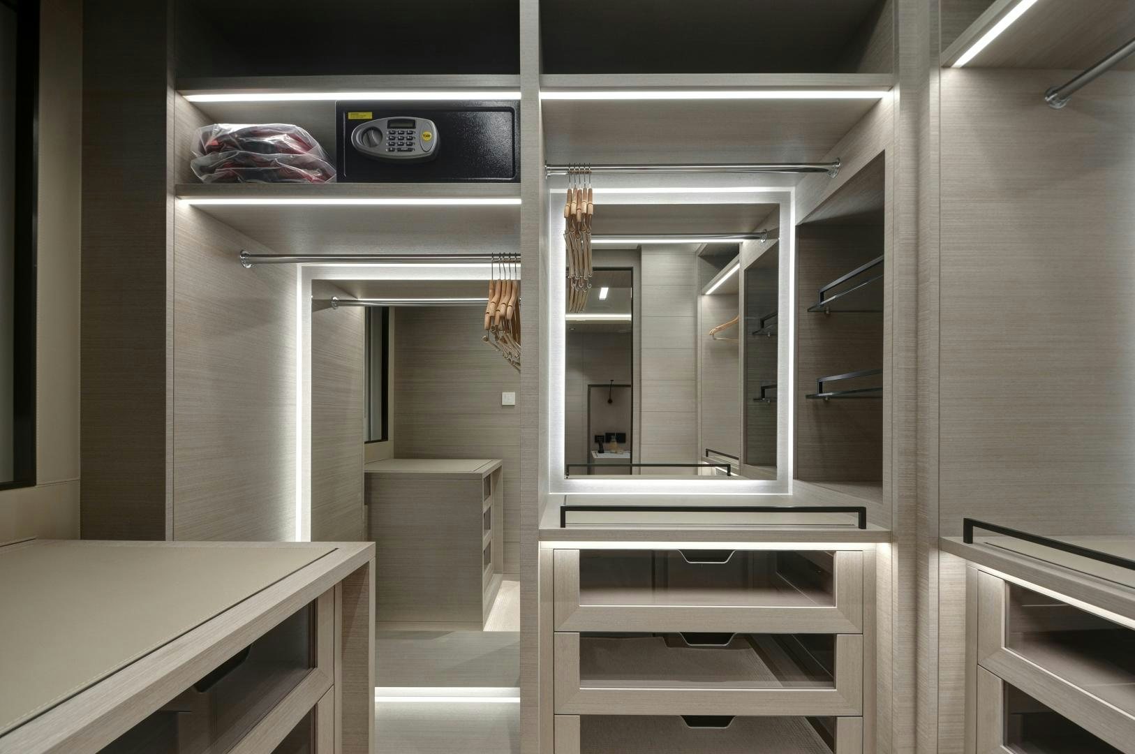 a room with a table and a sign on the wall aboard ALFRESCO 125 Yacht for Sale