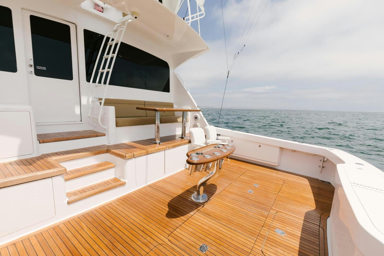 a boat on a deck aboard KICKBACK Yacht for Sale