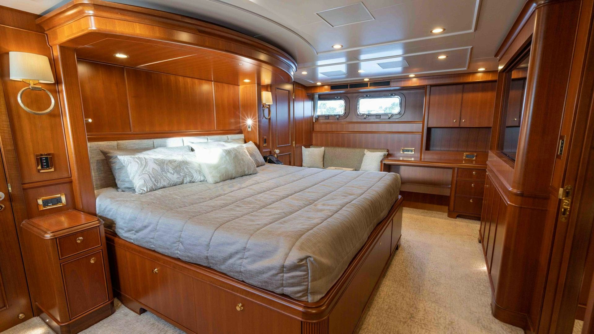 a bed in a cabin aboard NEREUS Yacht for Sale