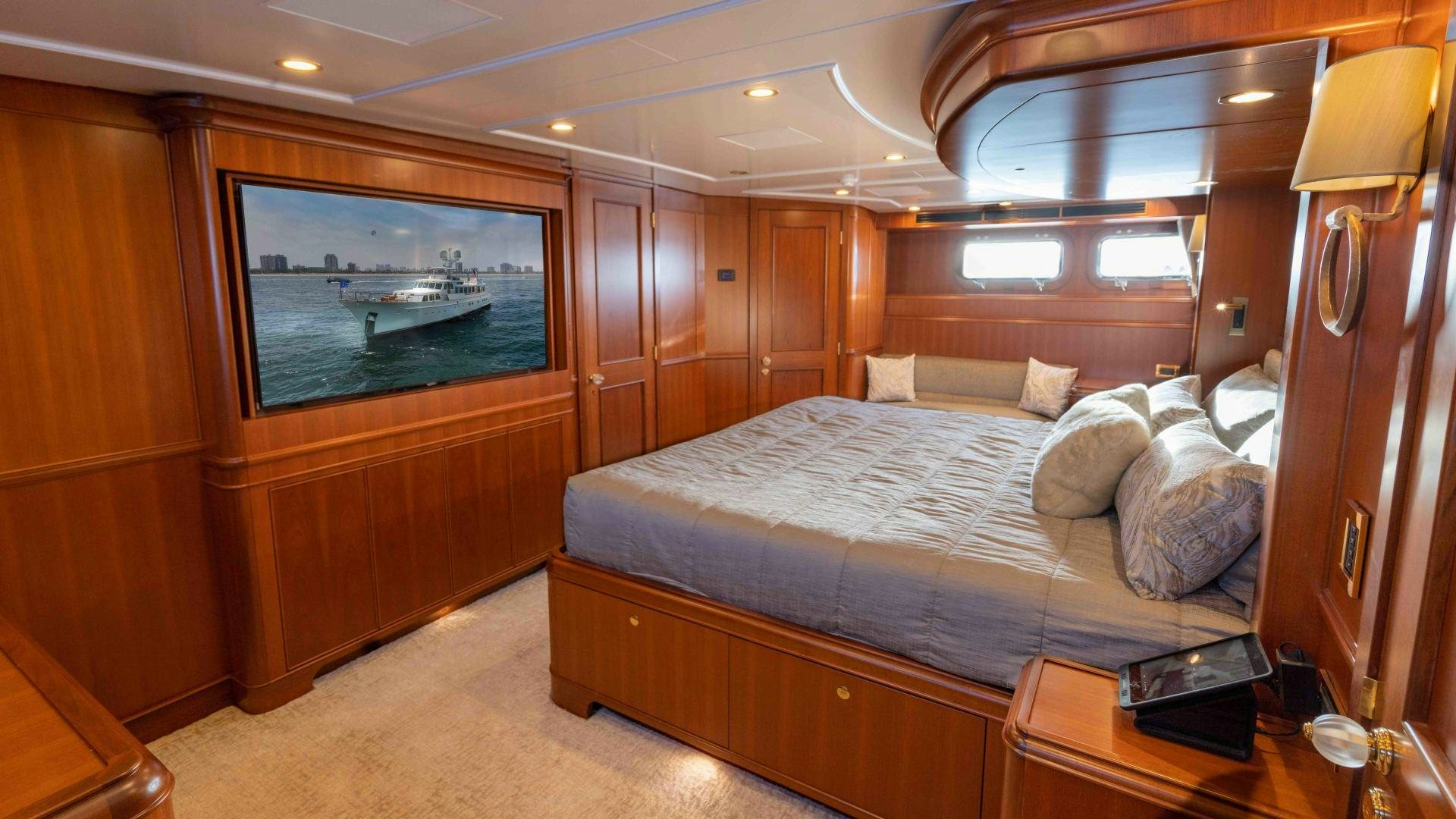 a bed in a cabin aboard NEREUS Yacht for Sale