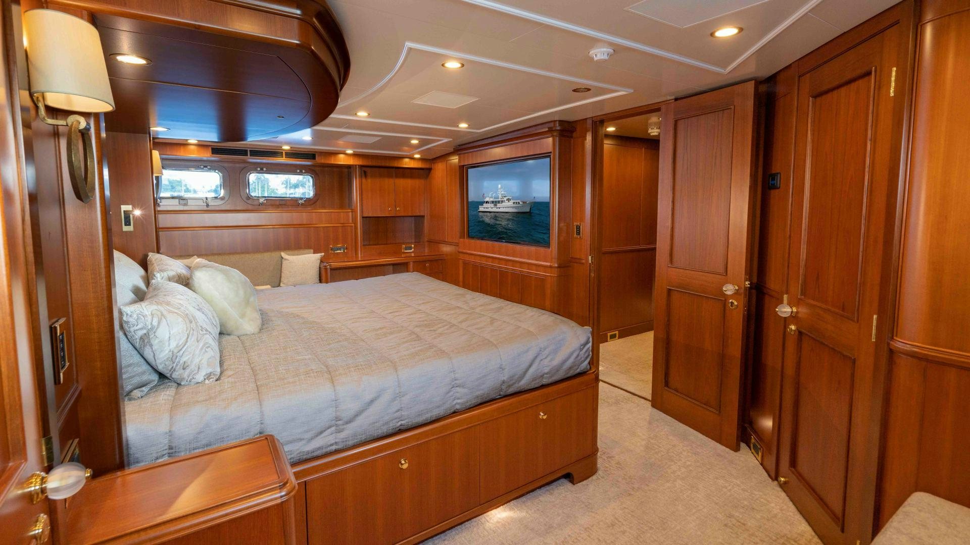 a bed in a cabin aboard NEREUS Yacht for Sale