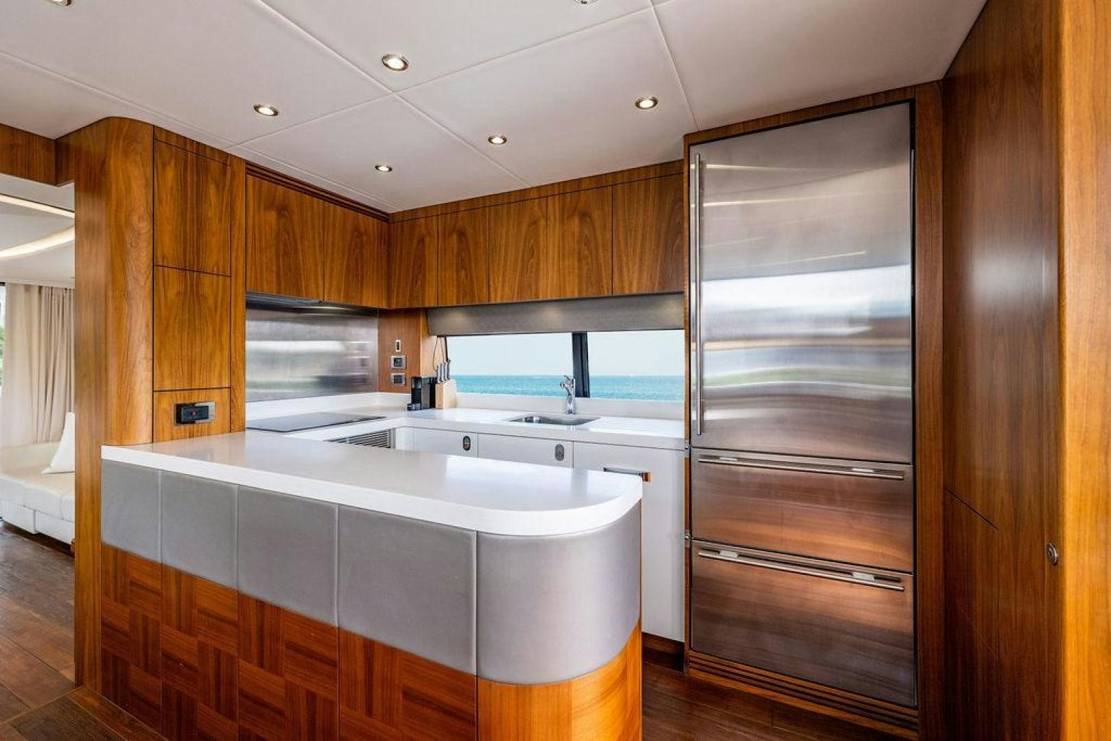 a kitchen with a large shower unit aboard RAPALLO V Yacht for Sale