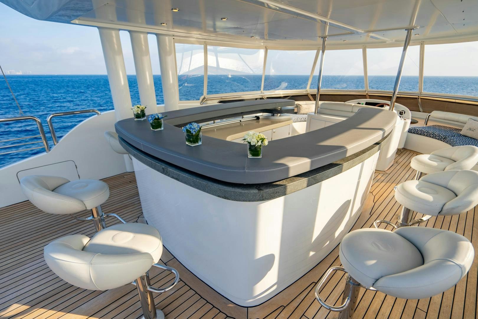 a table on a boat aboard MY SPIRIT Yacht for Sale