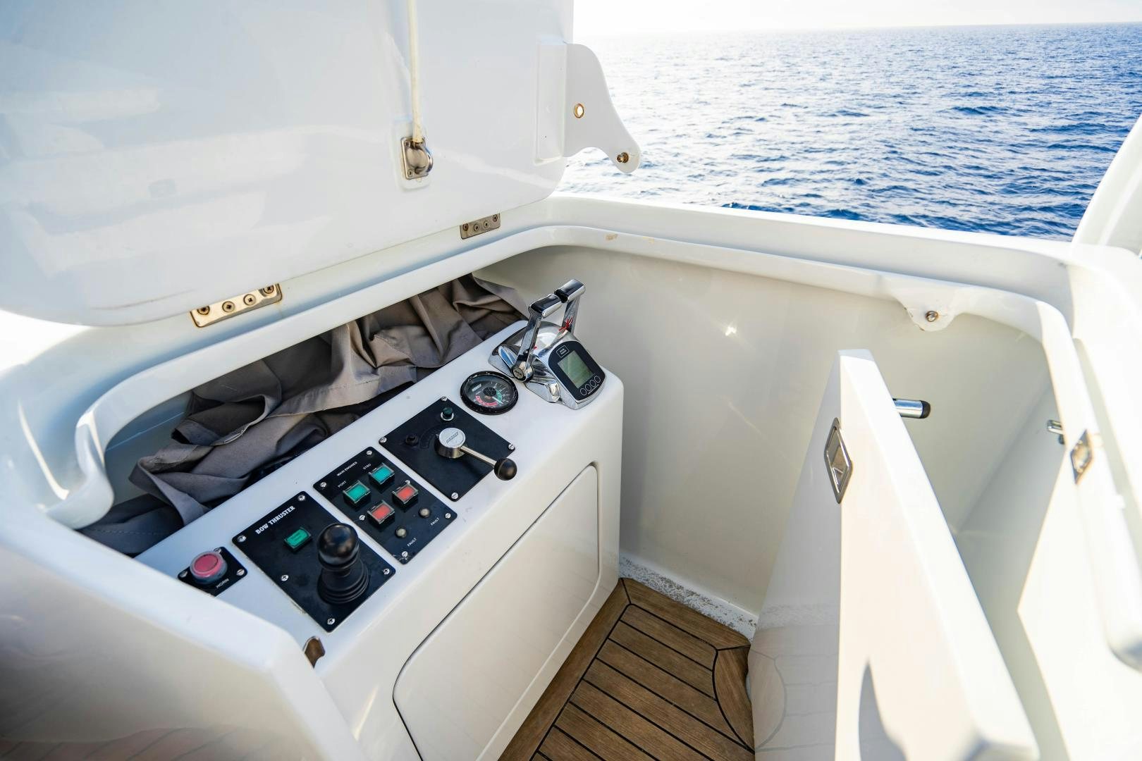 a boat with a phone on the front aboard MY SPIRIT Yacht for Sale