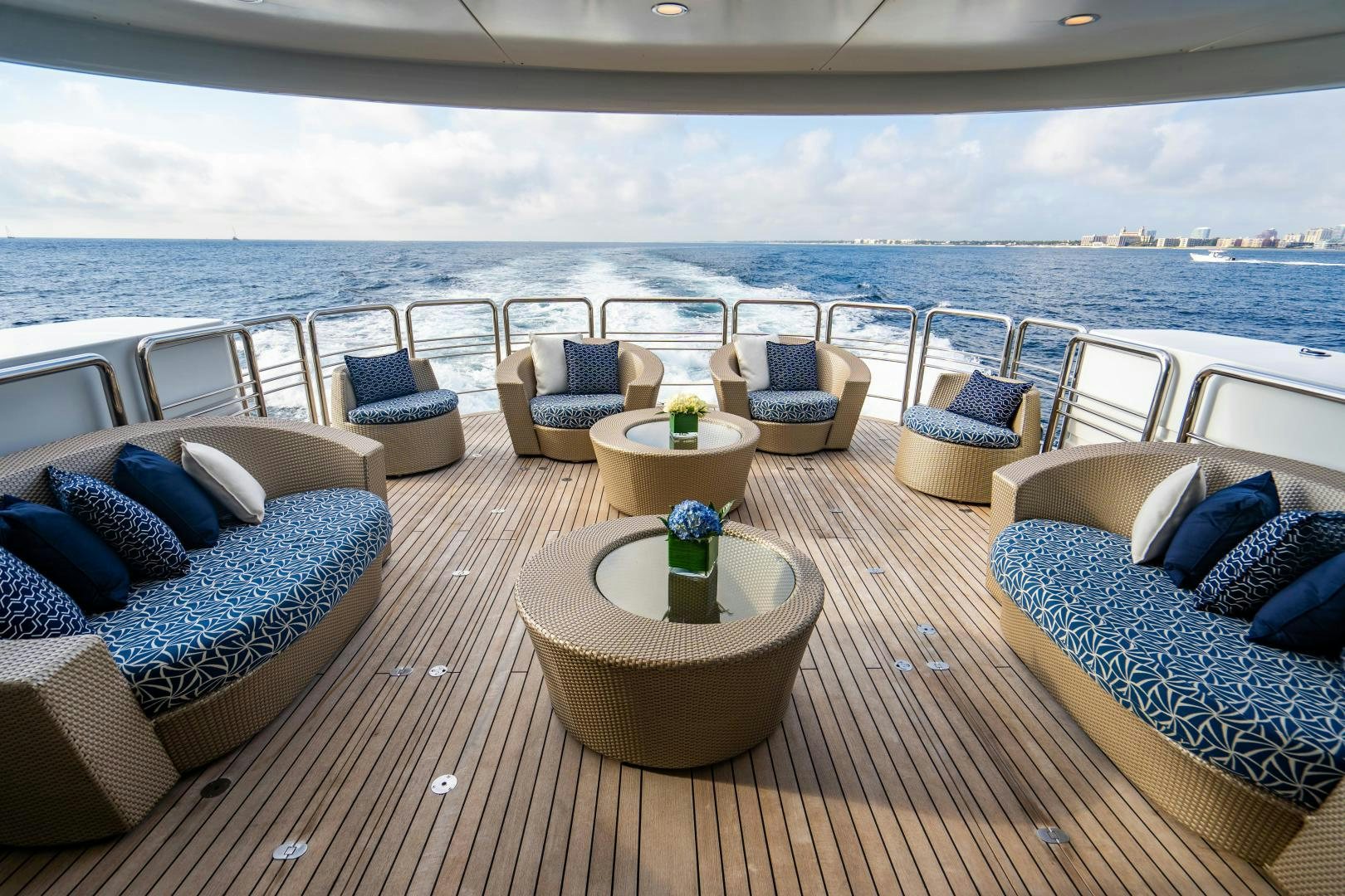 a large living room with a large body of water aboard MY SPIRIT Yacht for Sale