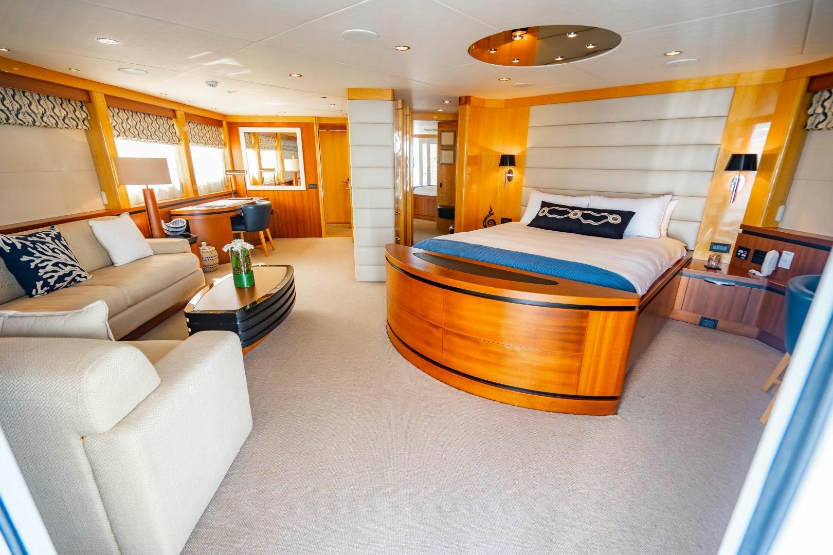 a large bedroom with a bed aboard MY SPIRIT Yacht for Sale