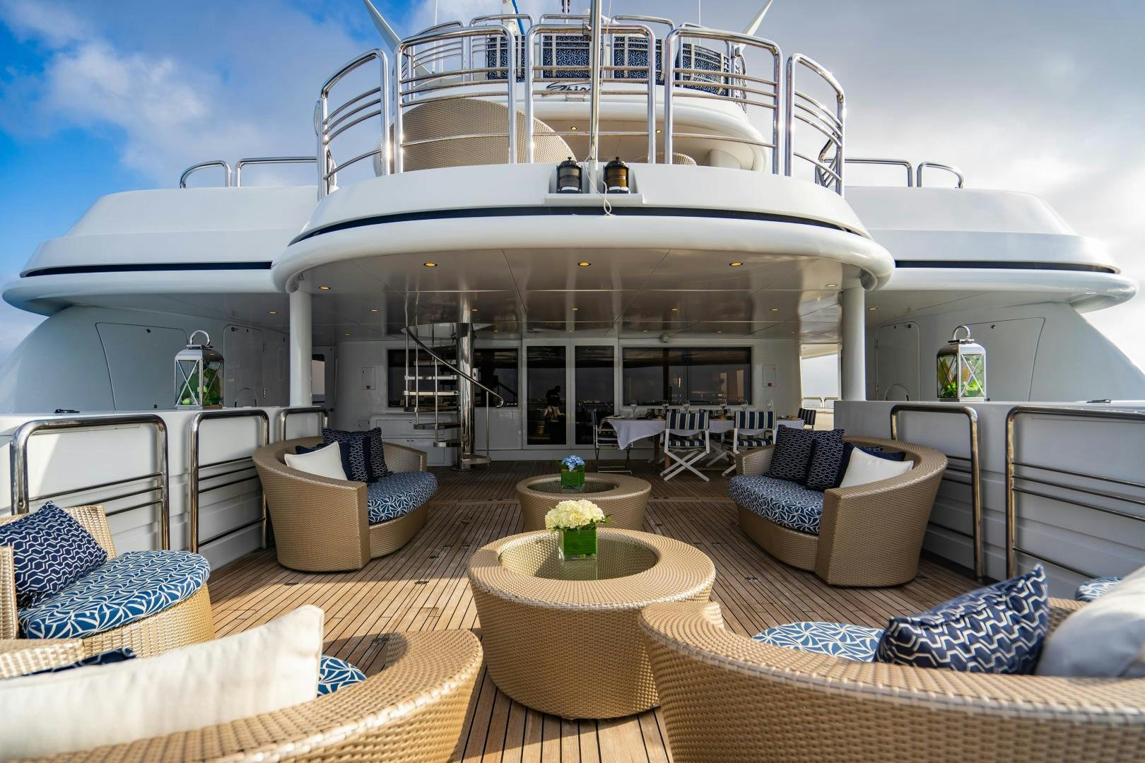 a large white boat on a boat aboard MY SPIRIT Yacht for Sale