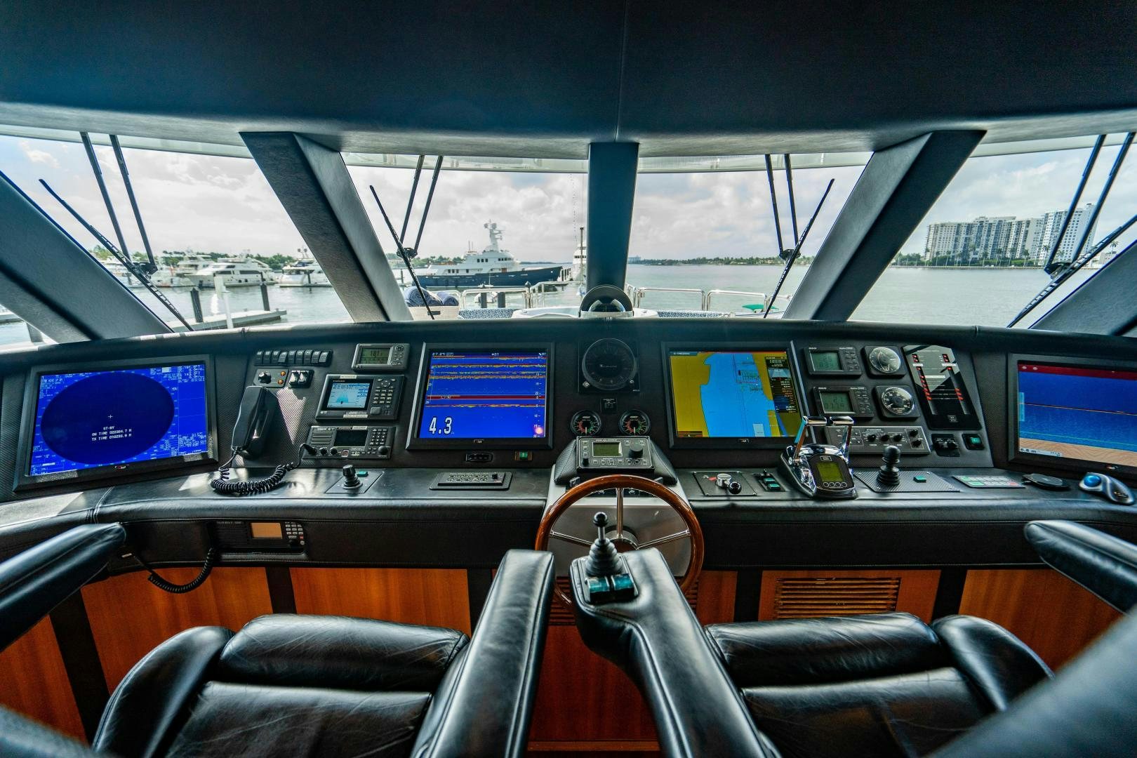 inside of a cockpit aboard MY SPIRIT Yacht for Sale